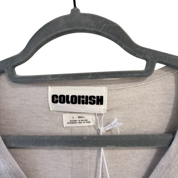 Colorush Size S V-Neck Lightweight Sweater Cotton Silk Cashmere Pebble Gray - Picture 3 of 9
